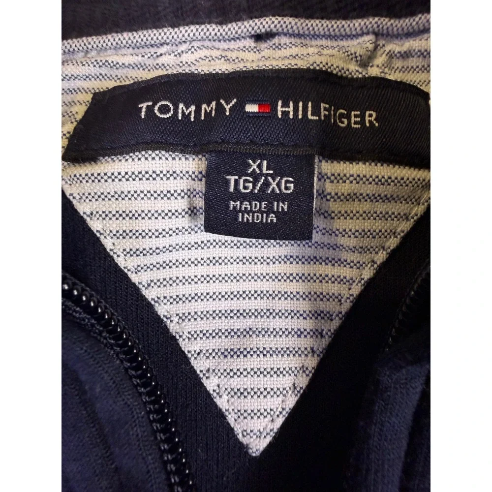 Tommy Hilfiger Mens XL Navy Blue Quarter Zip Pullover Cotton Blend Sweater